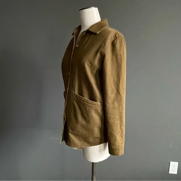 Sézane Tobacco Camel Olive Cotton Utility Jacket XS French Chore Shirt Parisian - Picture 4 of 10
